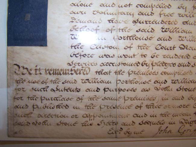 An 18th century English legal document recording a sale of property on Septemeber 29, 1792